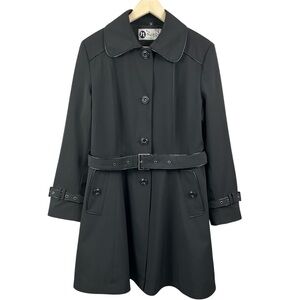 Nuage Black Belted Trench Button Up Coat Size Large